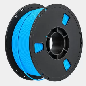 cyan filament on black spool
